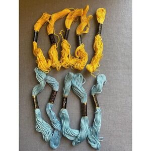 American Thread Co Embroidery Floss Thread 10 Blue Yellow No Numbers Star DIY